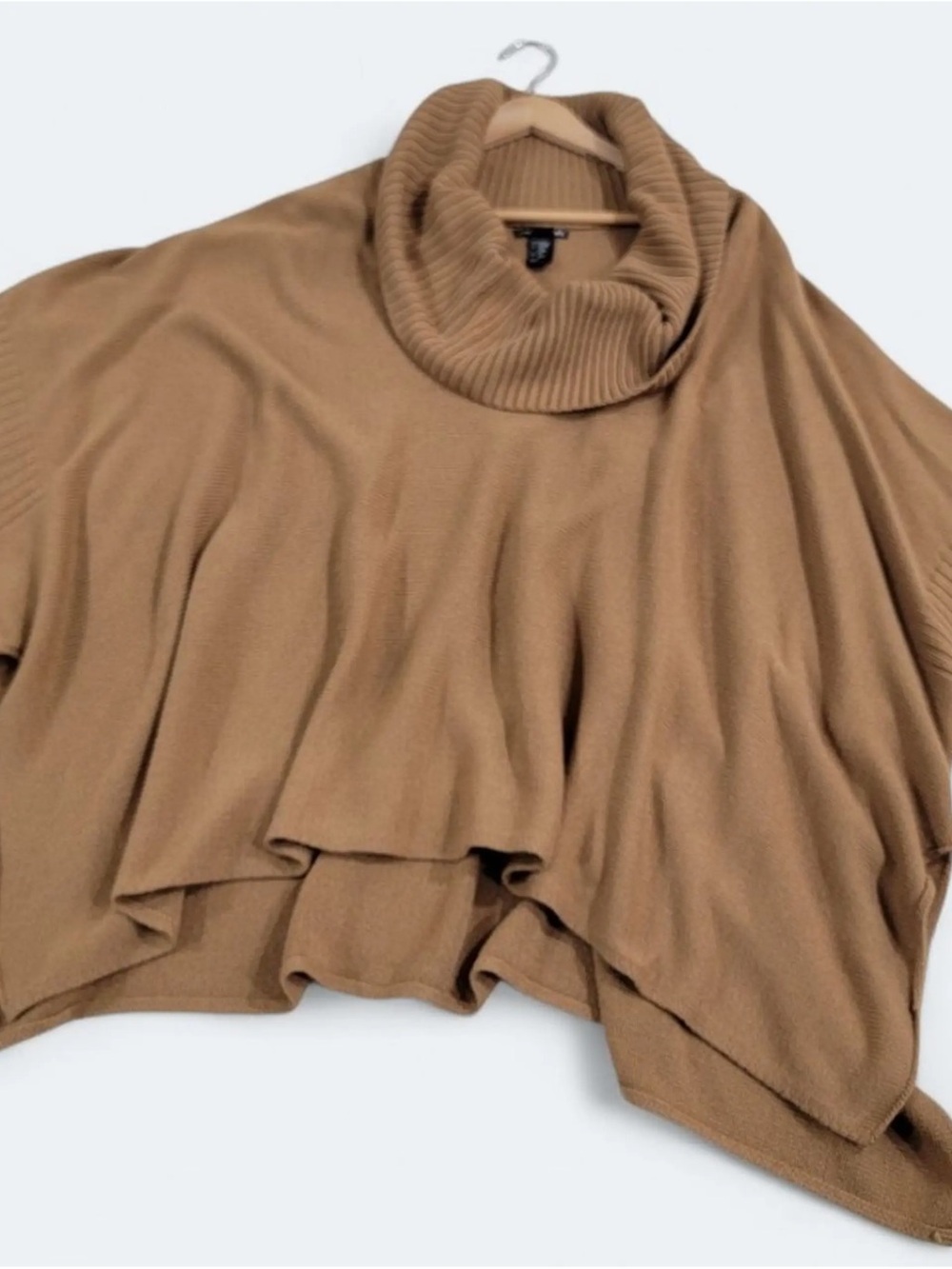 H&M Camel Turtleneck Poncho Sweater
